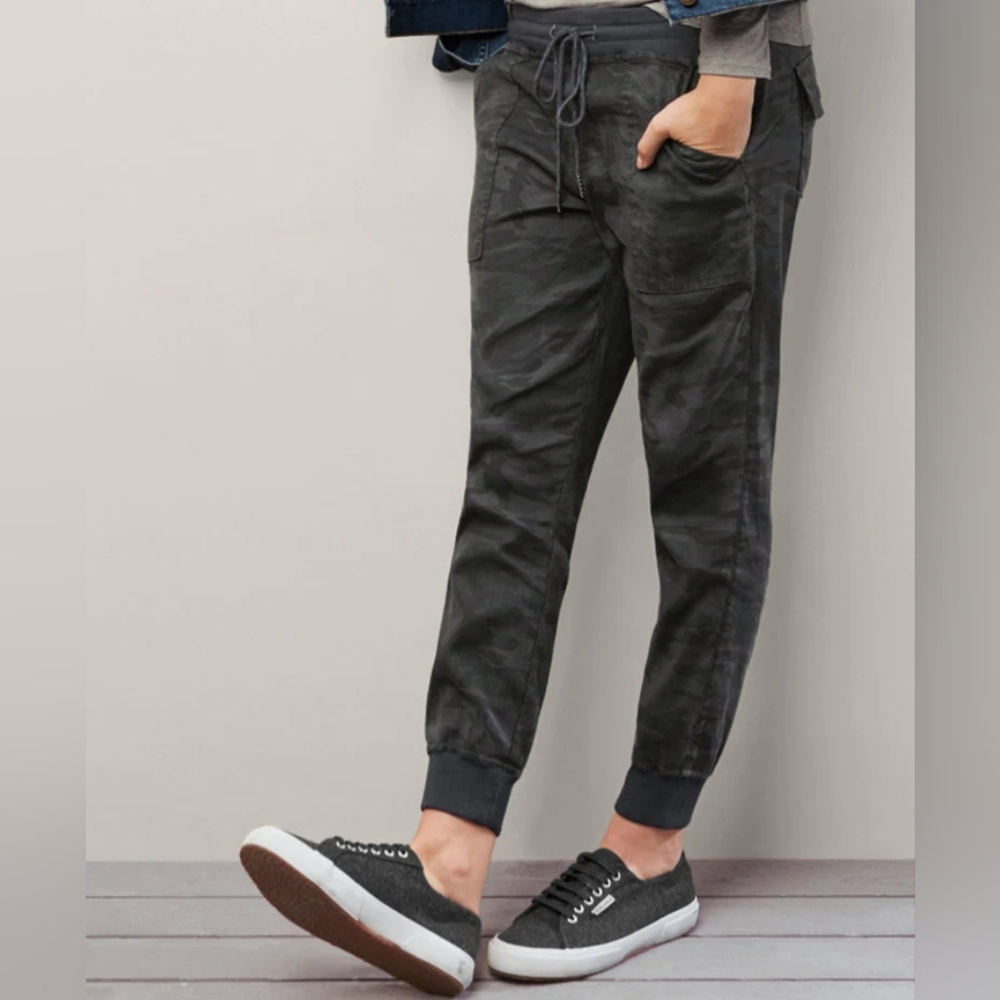 Level 99 Gabrielle Linen Blend Jogger Pants in Charcoal Slate Size S